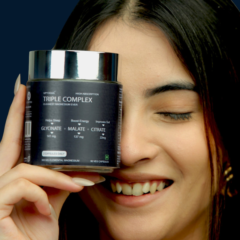 Upyogaa Triple Magnesium Complex | 300 mg Elemental Magnesium | 90 Veg Capsules