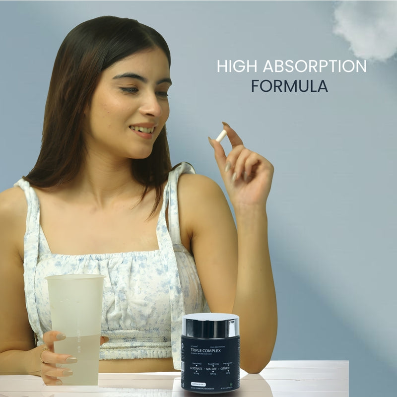 Upyogaa Triple Magnesium Complex | 300 mg Elemental Magnesium | 90 Veg Capsules