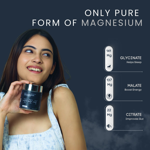 Upyogaa Triple Magnesium Complex | 300 mg Elemental Magnesium | 90 Veg Capsules