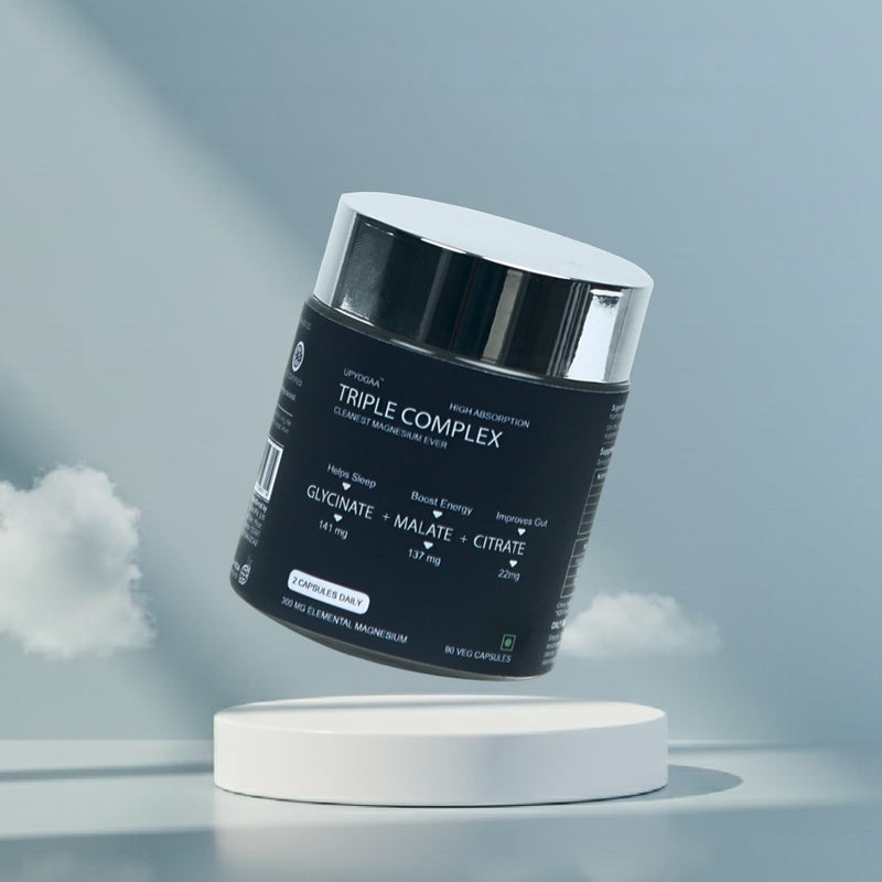 Upyogaa Triple Magnesium Complex | 300 mg Elemental Magnesium | 90 Veg Capsules