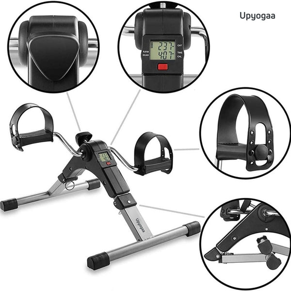 Upyogaa Mini Cycle Pedal Exerciser with Fixing Strap, Adjustable Resistance and Digital Display - Suitable for Light Exercise of Legs, Arms, and Physiotherapy at Home ,High Strength Steel Frame,1 Year Warranty
