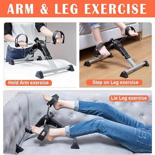 Upyogaa Mini Cycle Pedal Exerciser with Fixing Strap, Adjustable Resistance and Digital Display - Suitable for Light Exercise of Legs, Arms, and Physiotherapy at Home ,High Strength Steel Frame,1 Year Warranty