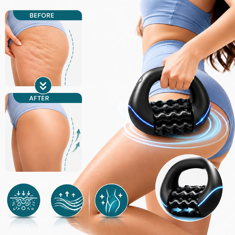 Upyogaa Electric Handheld Rolling Massager – Percussive Deep Tissue Muscle Massager for Back, Shoulders, Legs & Full Body | 3-Speed Recovery Massager | Black  |  1-Year Warranty