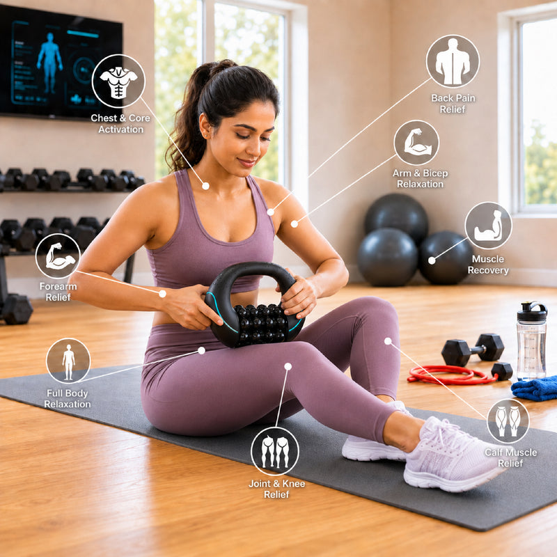 Upyogaa Electric Handheld Rolling Massager – Percussive Deep Tissue Muscle Massager for Back, Shoulders, Legs & Full Body | 3-Speed Recovery Massager | Black  |  1-Year Warranty