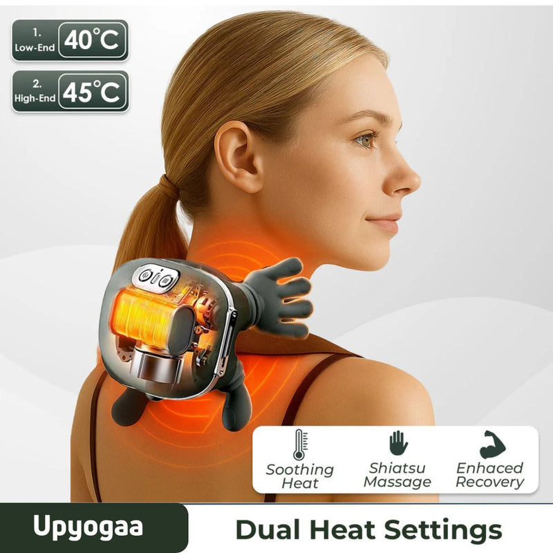 Bionic Heated Massager, Wireless Portable Shiatsu Neck and Back Massager, Electric Deep Tissue 4D Kneading Massage, Simulated Human Hand Design for Pain Relief and Muscle Relax 1 Year Warranty