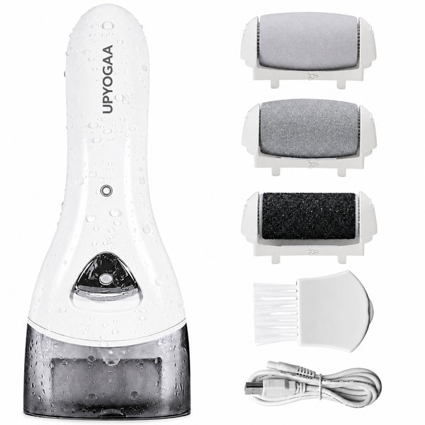 Upyogaa Electric Foot Callus Remover, Rechargeable Portable Electronic Foot File Pedicure Kits, Waterproof Foot Scrubber File, Professional Pedicure Tools, Foot Care for Dead Skin Ideal Gift, 3 Rollers |  1-Year Warranty