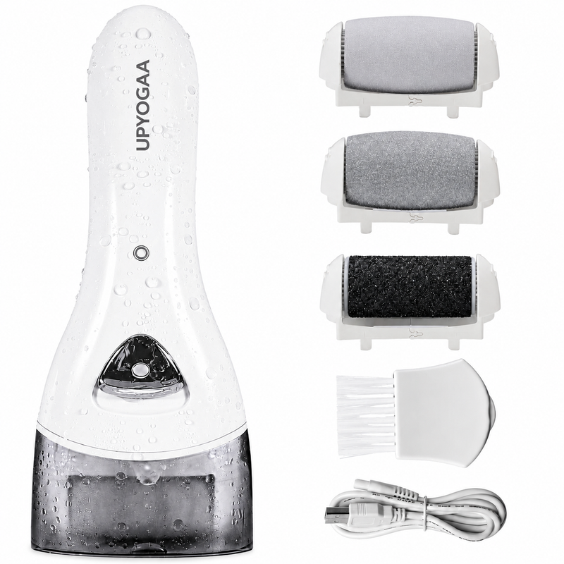 Upyogaa Electric Foot Callus Remover, Rechargeable Portable Electronic Foot File Pedicure Kits, Waterproof Foot Scrubber File, Professional Pedicure Tools, Foot Care for Dead Skin Ideal Gift, 3 Rollers |  1-Year Warranty