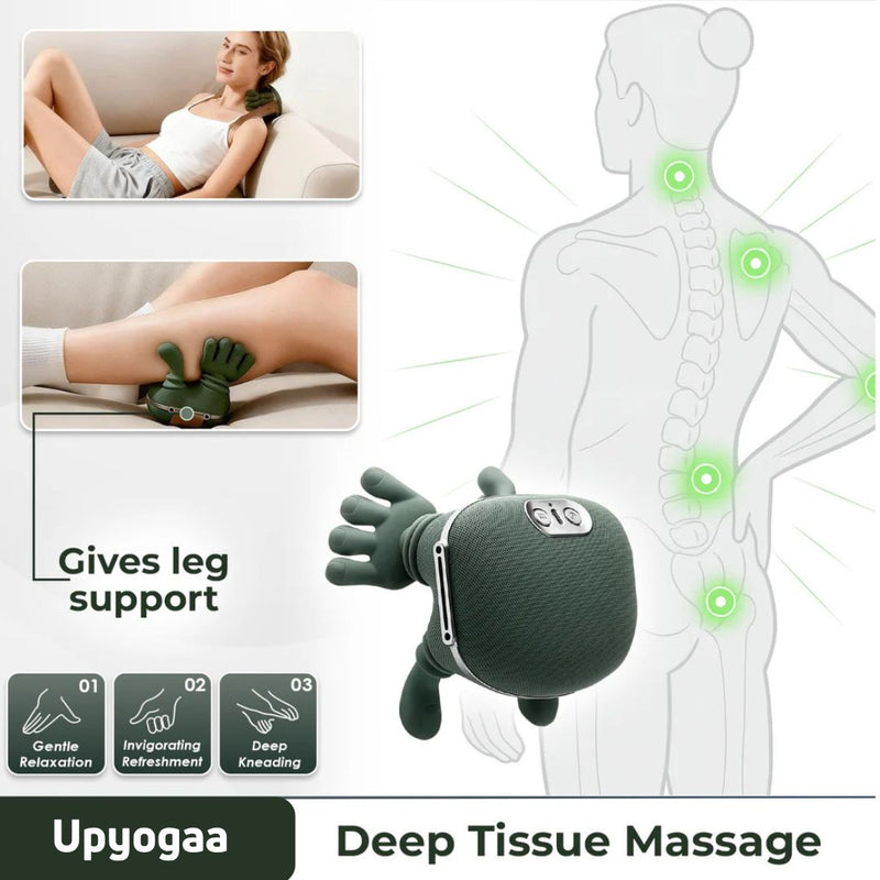 Bionic Heated Massager, Wireless Portable Shiatsu Neck and Back Massager, Electric Deep Tissue 4D Kneading Massage, Simulated Human Hand Design for Pain Relief and Muscle Relax 1 Year Warranty