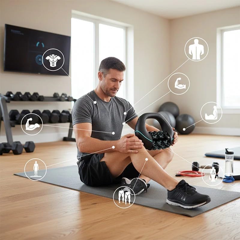 Upyogaa Electric Handheld Rolling Massager – Percussive Deep Tissue Muscle Massager for Back, Shoulders, Legs & Full Body | 3-Speed Recovery Massager | Black  |  1-Year Warranty