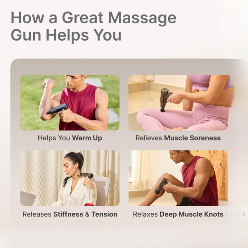 Upyogaa Deep Tissue Massage Gun, 3000mAh Battery, 6-Speed Intensity, Silicon Round Head, Full Body Gun Massager | 1 Year Warranty