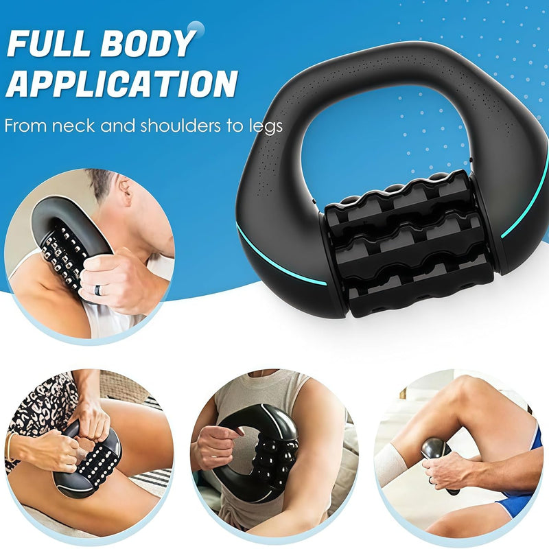 Upyogaa Electric Handheld Rolling Massager – Percussive Deep Tissue Muscle Massager for Back, Shoulders, Legs & Full Body | 3-Speed Recovery Massager | Black  |  1-Year Warranty