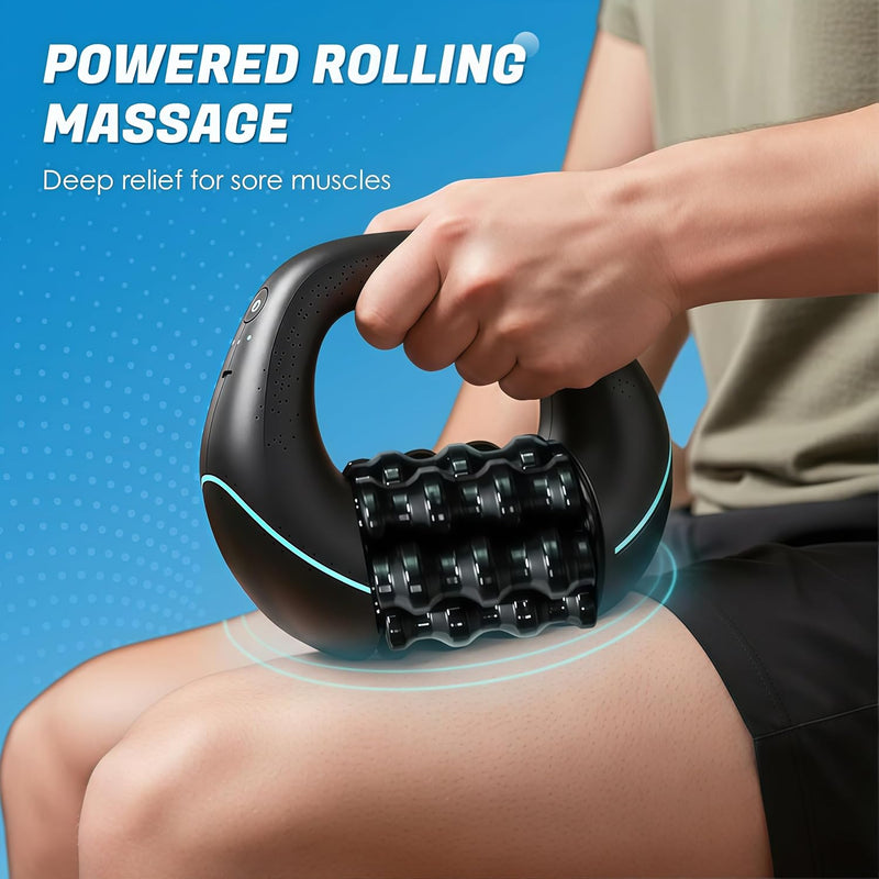 Upyogaa Electric Handheld Rolling Massager – Percussive Deep Tissue Muscle Massager for Back, Shoulders, Legs & Full Body | 3-Speed Recovery Massager | Black  |  1-Year Warranty
