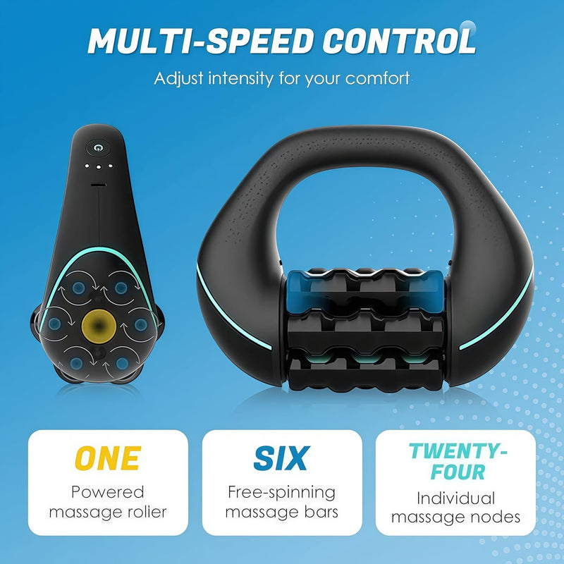 Upyogaa Electric Handheld Rolling Massager – Percussive Deep Tissue Muscle Massager for Back, Shoulders, Legs & Full Body | 3-Speed Recovery Massager | Black  |  1-Year Warranty