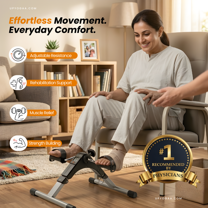Upyogaa Mini Cycle Pedal Exerciser with Fixing Strap, Adjustable Resistance and Digital Display - Suitable for Light Exercise of Legs, Arms, and Physiotherapy at Home ,High Strength Steel Frame,1 Year Warranty