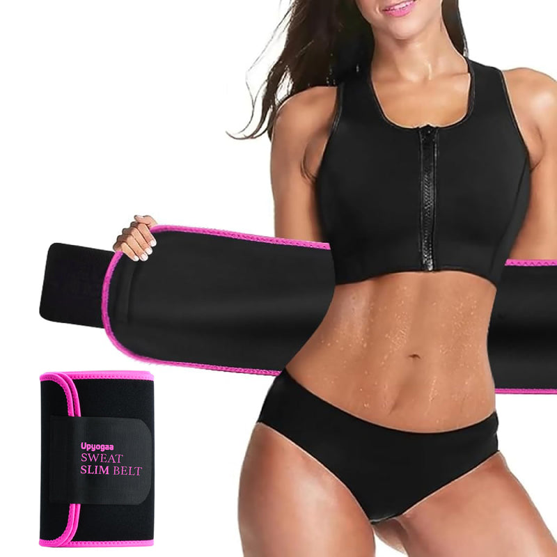UPYOGAA Sweat Slim Belt for Men & Women | Neoprene Tummy Trimmer Belt for Fat Loss, Stomach Shaping & Workout Support | Adjustable Waist Trainer Sauna Belt for Gym, Yoga & Daily Use