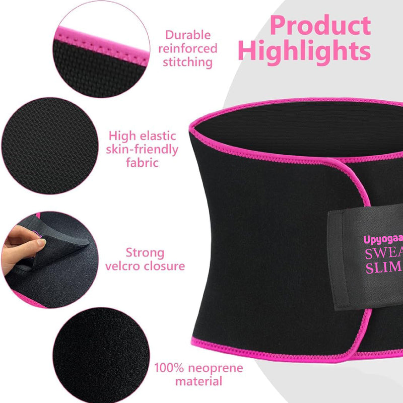 UPYOGAA Sweat Slim Belt for Men & Women | Neoprene Tummy Trimmer Belt for Fat Loss, Stomach Shaping & Workout Support | Adjustable Waist Trainer Sauna Belt for Gym, Yoga & Daily Use