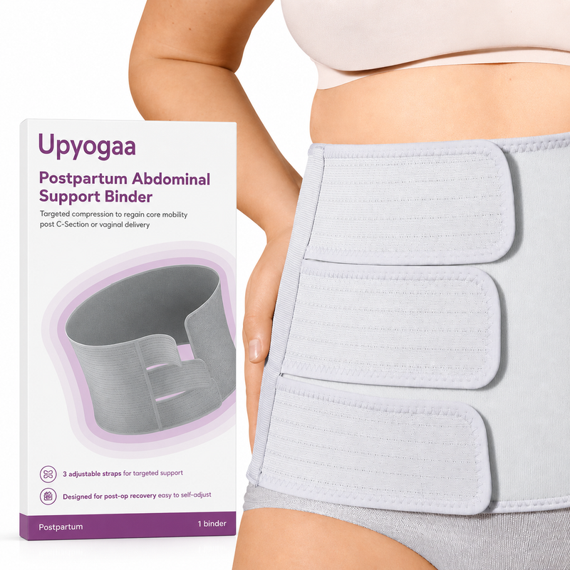 Upyogaa Postpartum Abdominal Support Binder – Adjustable Abdominal Support Binder with 3 Compression Straps for Belly, Waist & Back Support| 1 year Warranty.