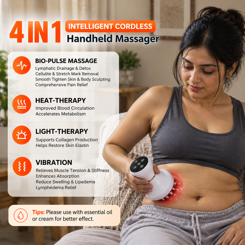 Upyogaa Lymphatic Drainage Massager – Heated Vibration Therapy Wand for Circulation & Relaxation| 1 year Warranty