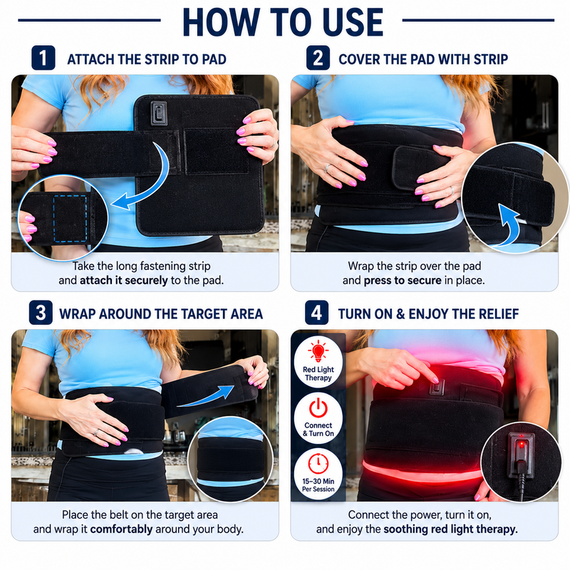 Upyogaa Red Light Therapy Pad for Body, Back, Knee, Shoulder, Hands & Feet | Portable 660nm & 850nm Infrared Light Heating Wrap Belt | 3 Chips in 1 LED Therapy Pad for Home Use | Gift for Women & Men - 1-Year Warranty