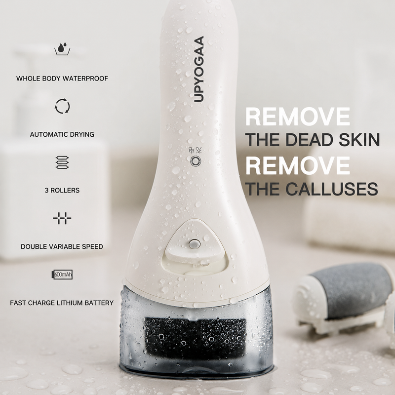 Upyogaa Electric Foot Callus Remover, Rechargeable Portable Electronic Foot File Pedicure Kits, Waterproof Foot Scrubber File, Professional Pedicure Tools, Foot Care for Dead Skin Ideal Gift, 3 Rollers |  1-Year Warranty