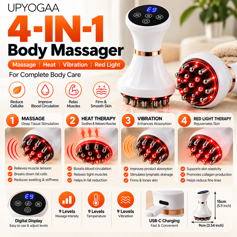 Upyogaa Lymphatic Drainage Massager – Heated Vibration Therapy Wand for Circulation & Relaxation| 1 year Warranty