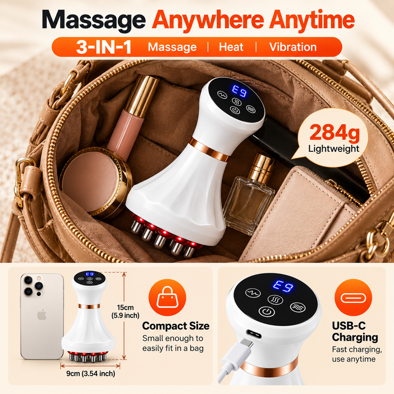 Upyogaa Lymphatic Drainage Massager – Heated Vibration Therapy Wand for Circulation & Relaxation| 1 year Warranty