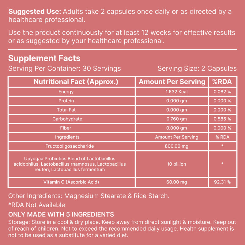 Upyogaa Vaginal Health Probiotic – 10 Billion CFU | 60 Veg Capsules