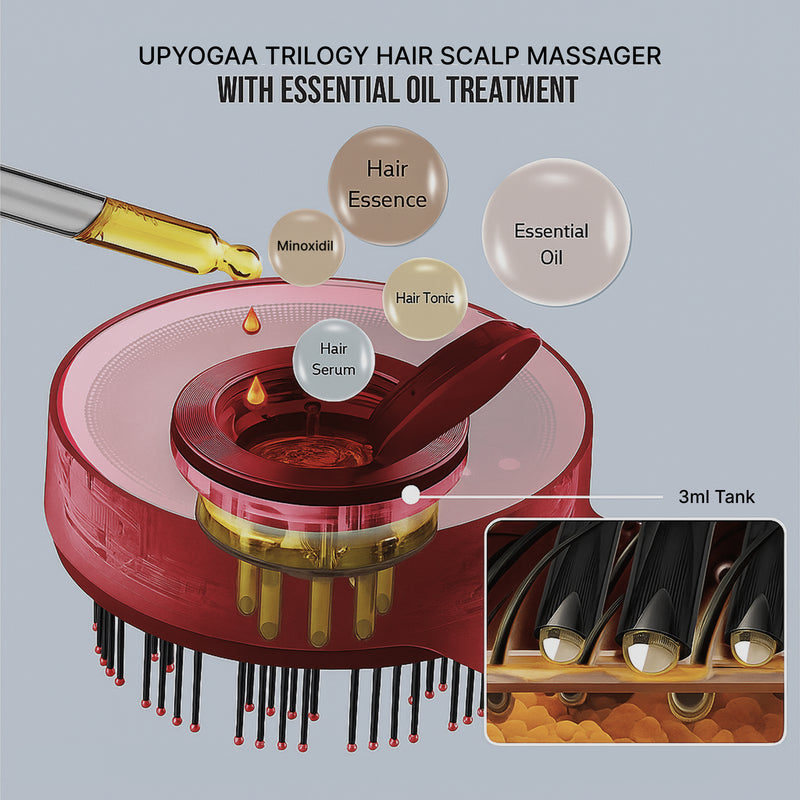 Upyogaa Trilogy Red Light Therapy Hair Scalp Massager & Oil Applicator Hair Rejuvenation Device | 1 Year Warranty
