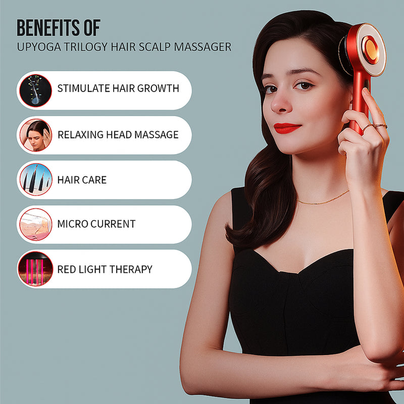 Upyogaa Trilogy Red Light Therapy Hair Scalp Massager & Oil Applicator Hair Rejuvenation Device | 1 Year Warranty