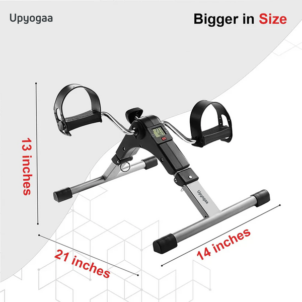 Upyogaa Mini Cycle Pedal Exerciser with Fixing Strap, Adjustable Resistance and Digital Display - Suitable for Light Exercise of Legs, Arms, and Physiotherapy at Home ,High Strength Steel Frame,1 Year Warranty