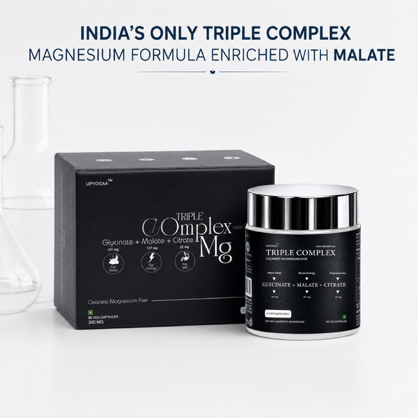 Upyogaa Triple Magnesium Complex | 300 mg Elemental Magnesium | 90 Veg Capsules