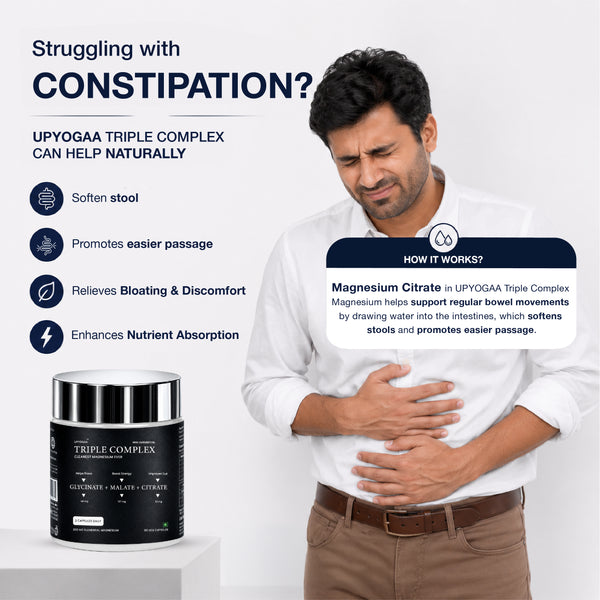 Upyogaa Triple Magnesium Complex | 300 mg Elemental Magnesium | 90 Veg Capsules - 45 days pack