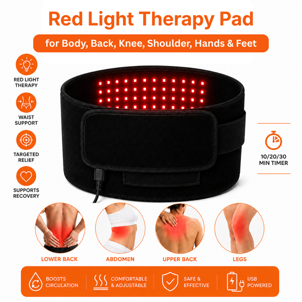 Upyogaa Red Light Therapy Pad for Body, Back, Knee, Shoulder, Hands & Feet | Portable 660nm & 850nm Infrared Light Heating Wrap Belt | 3 Chips in 1 LED Therapy Pad for Home Use | Gift for Women & Men - 1-Year Warranty
