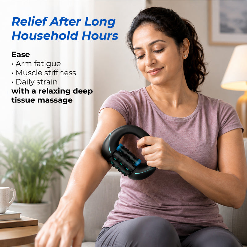 Upyogaa Electric Handheld Rolling Massager – Percussive Deep Tissue Muscle Massager for Back, Shoulders, Legs & Full Body | 3-Speed Recovery Massager | Black  |  1-Year Warranty
