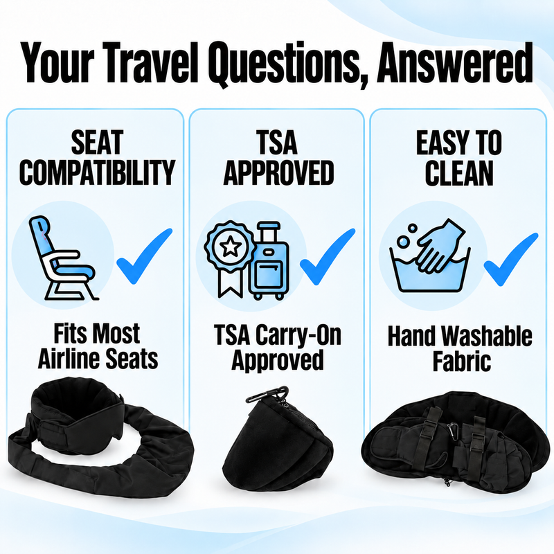 Upyogaa 3-in-1 Airplane Travel Sleep Kit – Memory Foam Neck Pillow, Adjustable Eye Mask & Body Support Sling| 1 Year Warranty