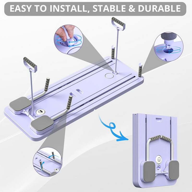 Upyogaa Foldable Pilates Board | Multifunctional Ab Board Automatic Rebound | Full Body Exercise Equipment for Home | Pilates Reformer with Elbow Support ＆ Resistance Bands ＆ Abs Mat ＆ Handles