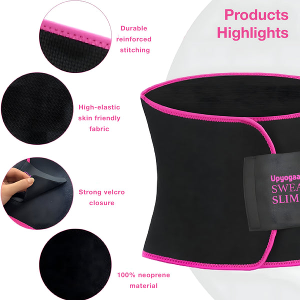 UPYOGAA Sweat Slim Belt for Men & Women | Neoprene Tummy Trimmer Belt for Fat Loss, Stomach Shaping & Workout Support | Adjustable Waist Trainer Sauna Belt for Gym, Yoga & Daily Use