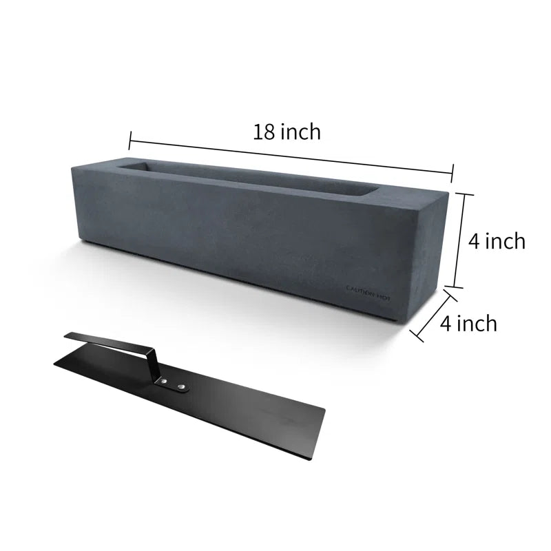 Rectangular Concrete Bio-Ethanol Tabletop Fireplace Indoor and Outdoor