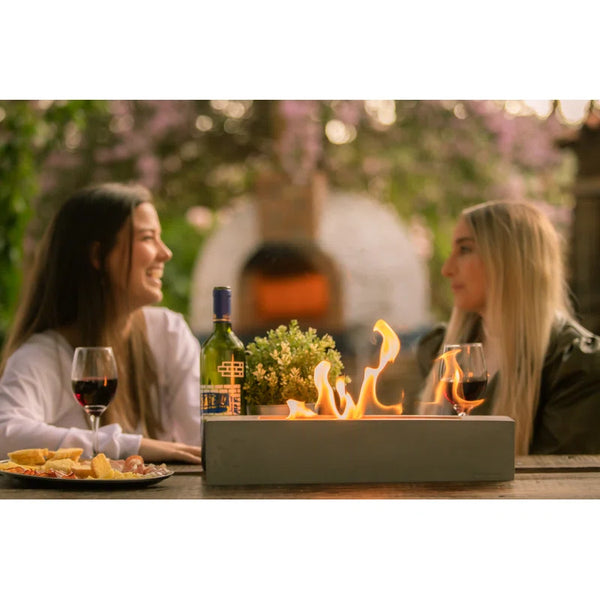 Rectangular Concrete Bio-Ethanol Tabletop Fireplace Indoor and Outdoor