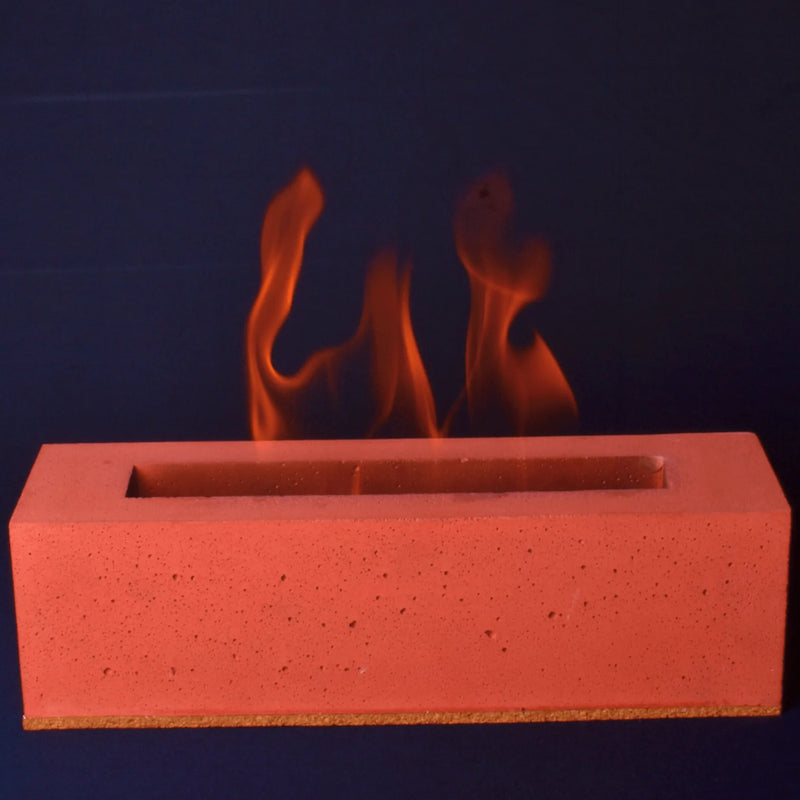 Rectangular Concrete Bio-Ethanol Tabletop Fireplace Indoor and Outdoor